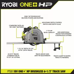 RYOBI PTS01B ONE+ HP 18V Brushless Cordless 6-1/2 in. Track Saw (Tool Only)