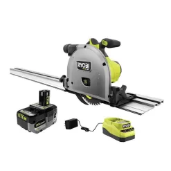 RYOBI PTS01K ONE+ HP 18V Brushless Cordless 6-1/2 in. Track Saw Kit with 4.0 Ah HIGH PERFORMANCE Battery and Charger