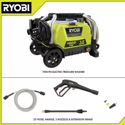 RYOBI Electric Pressure Washer with 1900 PSI and 1.2 GPM