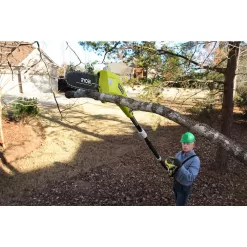 RYOBI RY40580-PS 40V HP Brushless 18 in. Cordless Battery Chainsaw and 10 in. Cordless Battery Pole Saw with 5.0 Ah Battery and Charger