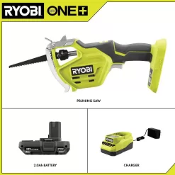 RYOBI P2530 ONE+ 18V Electric Cordless Pruning Reciprocating Saw with 2.0 Ah Battery and Charger