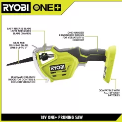 RYOBI P2530 ONE+ 18V Electric Cordless Pruning Reciprocating Saw with 2.0 Ah Battery and Charger