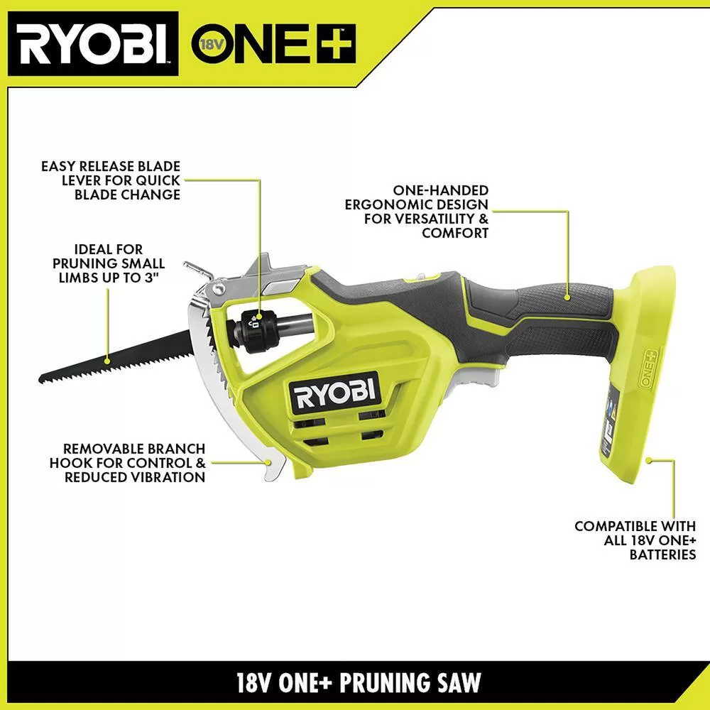 RYOBI P2530 ONE+ 18V Electric Cordless Pruning Reciprocating Saw with 2.0 Ah Battery and Charger