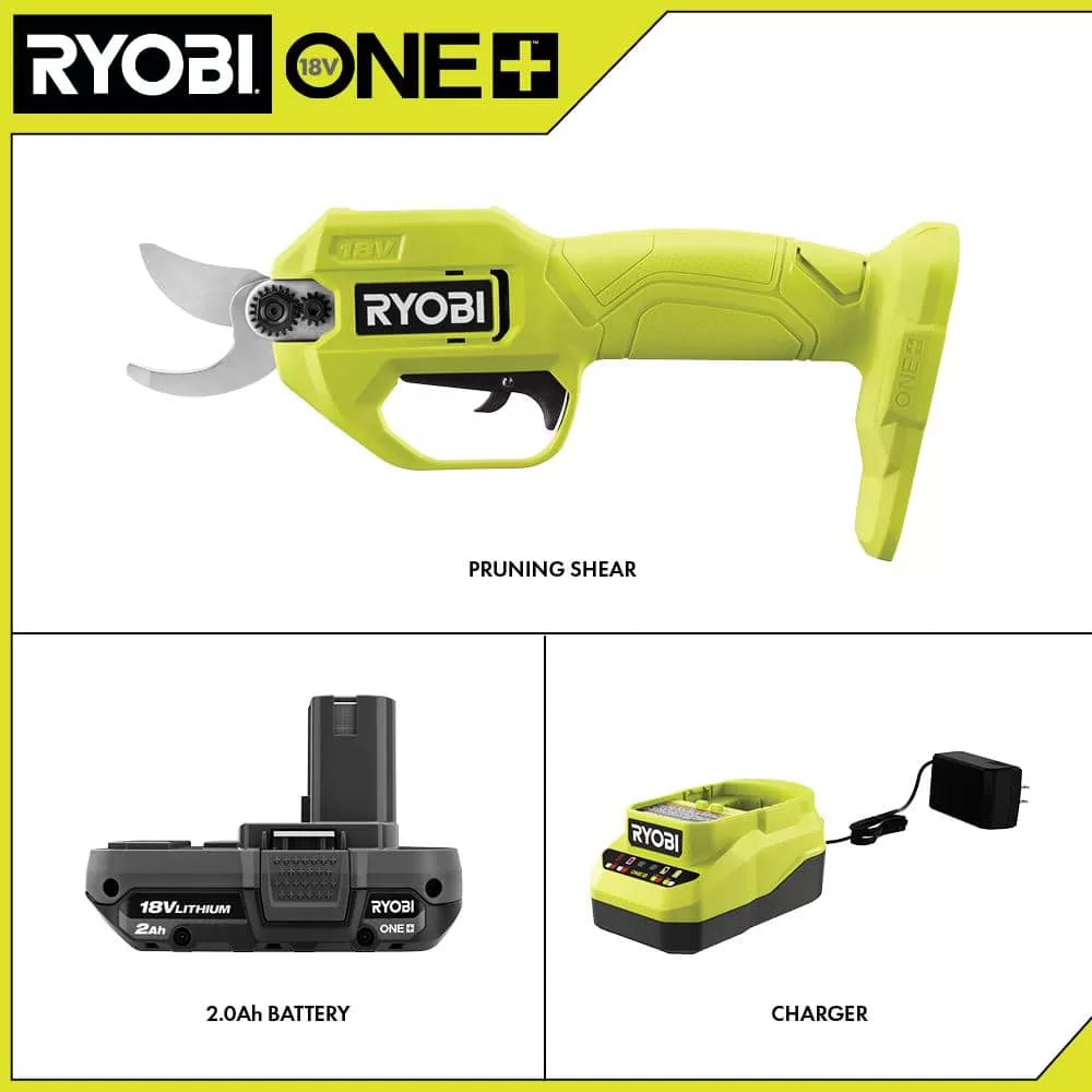 RYOBI P2540 ONE+ 18V Cordless Pruner with 2.0 Ah Battery and Charger