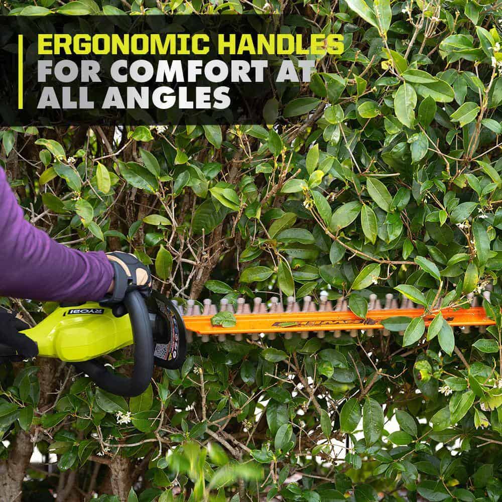 RYOBI P2690 ONE+ 18V 22 in. Lithium-Ion Cordless Hedge Trimmer with 2.0 Ah Battery and Charger