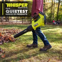 RYOBI ONE+ HP 18V Brushless Whisper Series 130 MPH 450 CFM Cordless Battery Leaf Blower (Tool Only)