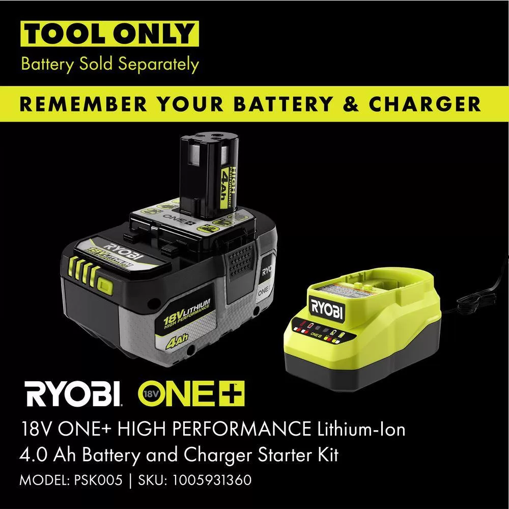 RYOBI P21081BTL ONE+ 18V 100 MPH 280 CFM Cordless Battery Variable-Speed Jet Fan Leaf Blower (Tool Only)