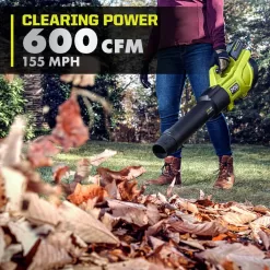 RYOBI RY404130 40V HP Brushless Whisper Series 155 MPH 600 CFM Cordless Battery Leaf Blower with 4.0 Ah Battery and Charger