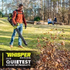 RYOBI RY404170 40V HP Brushless Whisper Series 165 MPH 730 CFM Cordless Battery Backpack Blower with (2) 6.0 Ah Batteries and Charger