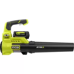 RYOBI RY40480-LB 40V 110 MPH 525 CFM Jet Fan Leaf Blower with Lawn and Leaf Bag, 4.0 Ah Battery and Charger