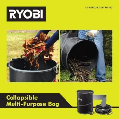 RYOBI RY40480-LB 40V 110 MPH 525 CFM Jet Fan Leaf Blower with Lawn and Leaf Bag, 4.0 Ah Battery and Charger