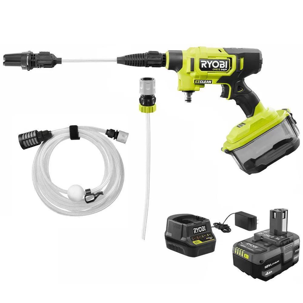RYOBI RY121852KVNM ONE+ HP 18V Brushless EZClean 600 PSI 0.7 GPM Cordless Cold Water Power Cleaner with 4.0 Ah Battery and Charger