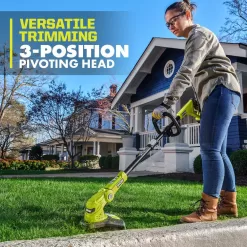RYOBI P20160-AC ONE+ 18-Volt 12 in. Cordless 3-in-1 Trim Mower with Extra 3-Pack of Spools, 4.0 Ah Battery and Charger