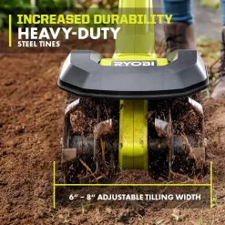 RYOBI ONE+ 18V 8 in. Cordless Cultivator with 4.0 Ah Battery and Charger