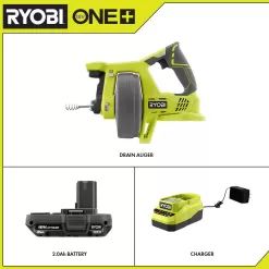 RYOBI P4001-PSK005 ONE+ 18V Cordless Drain Auger and 2.0 Ah Compact Battery and Charger Starter Kit