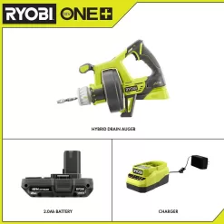 RYOBI P4002-PSK005 ONE+ 18V Hybrid Drain Auger and 2.0 Ah Compact Battery and Charger Starter Kit
