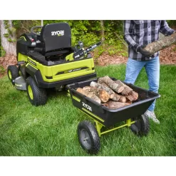 RYOBI ACRM025 500 lb. 7.5 cu. ft. Tow-Behind Utility Dump Cart with Universal Hitch for Riding Mower, Lawn Tractor & Zero Turn Mower
