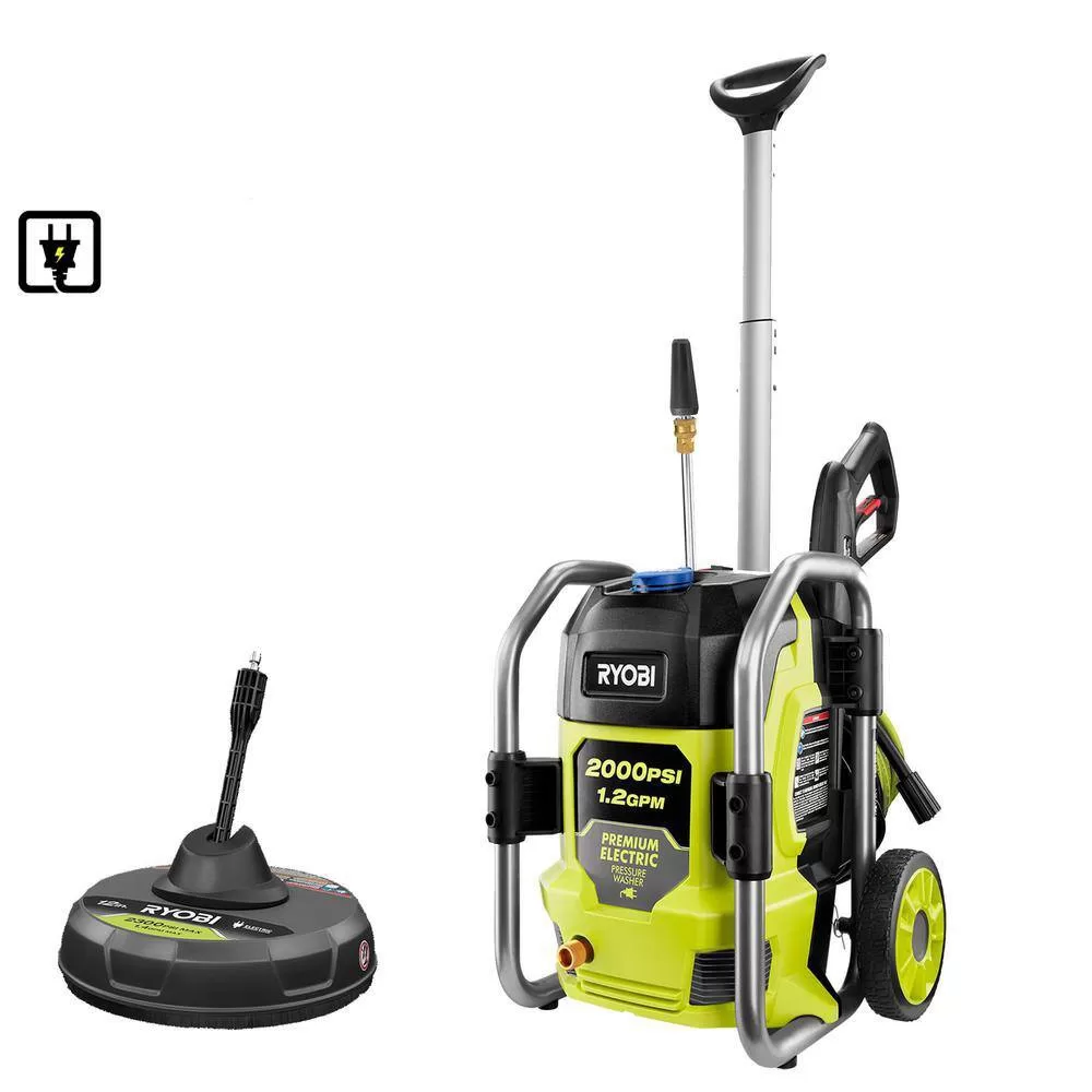 RYOBI RY142022-SC 2000 PSI 1.2 GPM Cold Water Electric Pressure Washer with Surface Cleaner