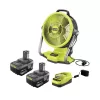 RYOBI PCL850K1-PBP005 ONE+ 18V Cordless Hybrid WHISPER SERIES 12 in. Misting Air Cannon Fan Kit with (2) 4.0 Ah Batteries and 18V Charger