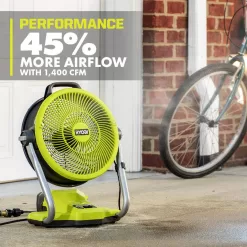 RYOBI PCL850K1-PBP005 ONE+ 18V Cordless Hybrid WHISPER SERIES 12 in. Misting Air Cannon Fan Kit with (2) 4.0 Ah Batteries and 18V Charger