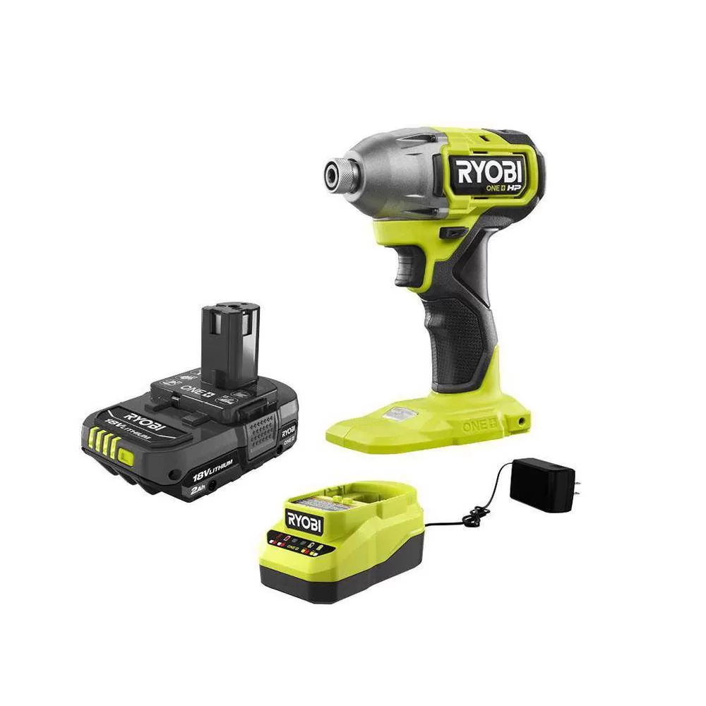 RYOBI PBLID01B-PSK005 ONE+ HP 18V Brushless Cordless 1/4 in. Impact Driver with 2.0 Ah Battery and Charger