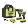 RYOBI PBLCK01K ONE+ HP 18V Brushless Cordless 1/2 in. Drill/Driver and Impact Driver Kit w/(2) 2.0 Ah Batteries, Charger, and Bag