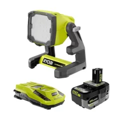 RYOBI PCL630B-PSK004 ONE+ 18V Cordless Hybrid LED Flood Light Kit with HIGH PERFORMANCE Lithium-Ion 4.0 Ah Battery and Charger Kit