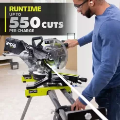RYOBI PBLMS01K ONE+ HP 18V Brushless Cordless 10 in. Sliding Compound Miter Saw Kit with 4.0 Ah HIGH PERFORMANCE Battery and Charger
