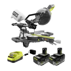 RYOBI PBT01B-PCL204HPK ONE+ 18V Cordless 7-1/4 in. Sliding Compound Miter Saw with (2) 4.0 Ah HIGH PERFORMANCE Batteries and 18V Charger