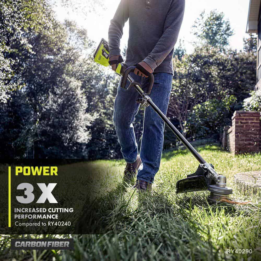 RYOBI RY40960-ST 40V HP Brushless 600 CFM 155 MPH Blower & Carbon Fiber String Trimmer w/LINK Wall Storage Kit- 4.0 Ah Battery & Charger