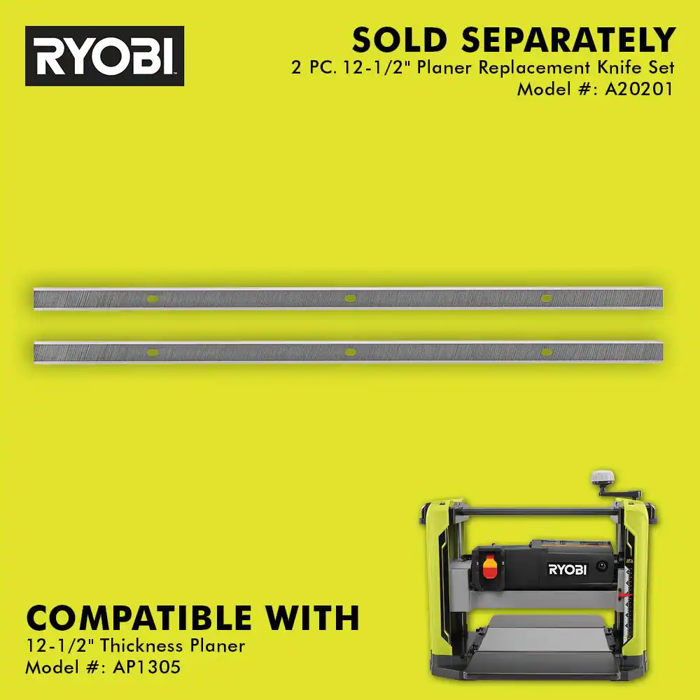 RYOBI 15 Amp 12-1/2 in. Corded Thickness Planer with Planer Knives, Knife Removal Tool, Hex Key and Dust Hood