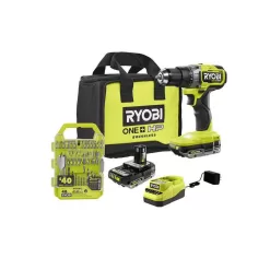 RYOBI PBLDD01K-A98401 ONE+ HP 18V Brushless Cordless 1/2 in. Drill/Driver Kit w/(2) Batteries, Charger, Bag, & Drill/Drive Kit (40-Piece)