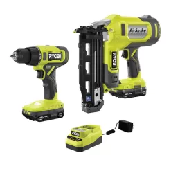 RYOBI P326-PCL206K2 ONE+ 18V Cordless 2-Tool Combo Kit w/ 1/2 in. Drill/Driver, 16-Gauge Finish Nailer, (2) 1.5 Ah Batteries, and Charger