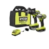 RYOBI PBLCK02K ONE+ HP 18V Brushless Cordless 1/2 in. Hammer Drill and 1/4 in 4-Mode Impact Driver Kit w/ (2) Batteries, Charger, & Bag