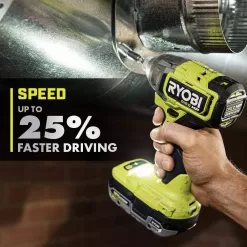 RYOBI PBLCK02K ONE+ HP 18V Brushless Cordless 1/2 in. Hammer Drill and 1/4 in 4-Mode Impact Driver Kit w/ (2) Batteries, Charger, & Bag