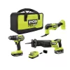 RYOBI PBLCK303K ONE+ HP 18V Brushless Cordless Combo Kit (3-Tool) with (2) HIGH PERFORMANCE Batteries, Charger, and Bag