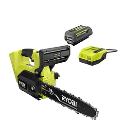 RYOBI RY40590 40V HP Brushless 12 in. Top Handle Cordless Battery Chainsaw with 4.0 Battery and Charger