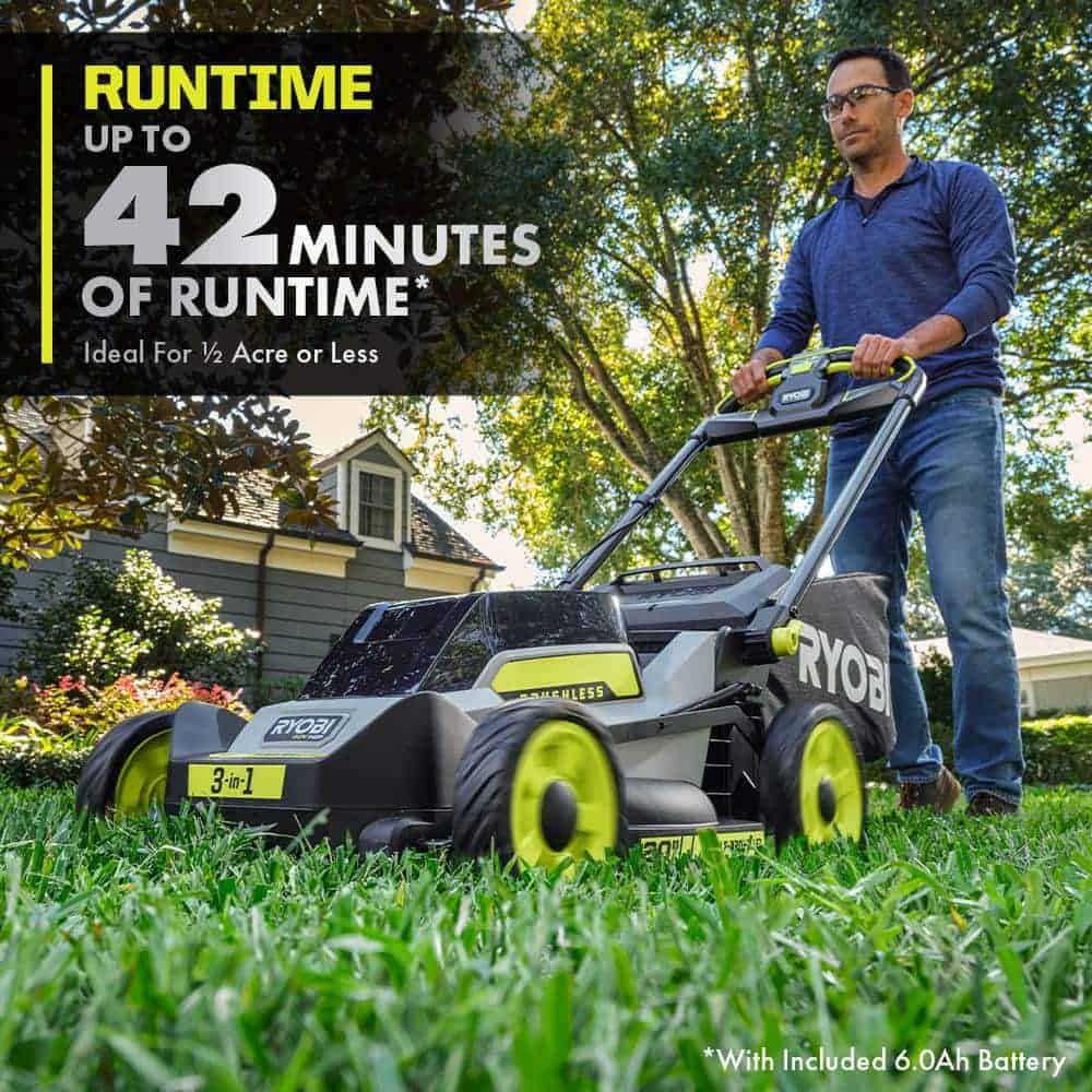 RYOBI RY401180 40V HP Brushless 20 in. Cordless Electric Battery Walk Behind Self-Propelled Mower with 6.0 Ah Battery and Charger