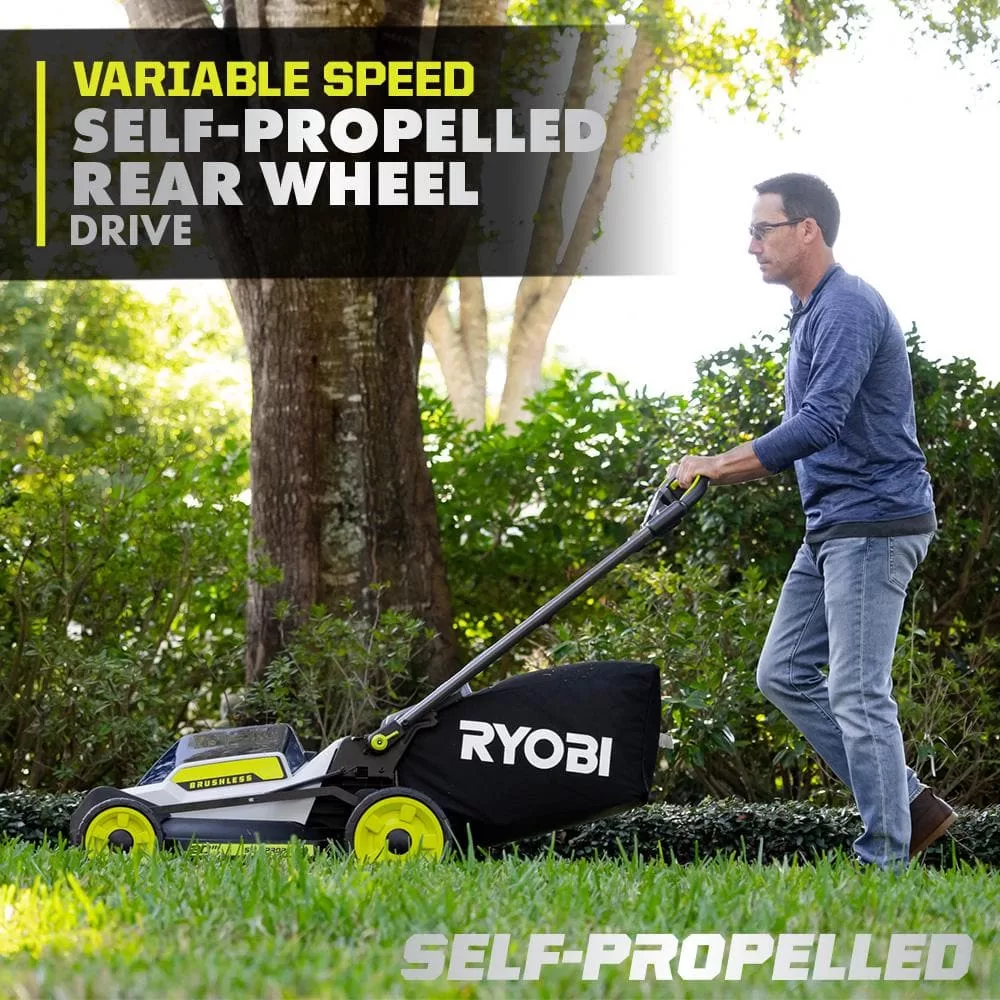 RYOBI RY401180 40V HP Brushless 20 in. Cordless Electric Battery Walk Behind Self-Propelled Mower with 6.0 Ah Battery and Charger