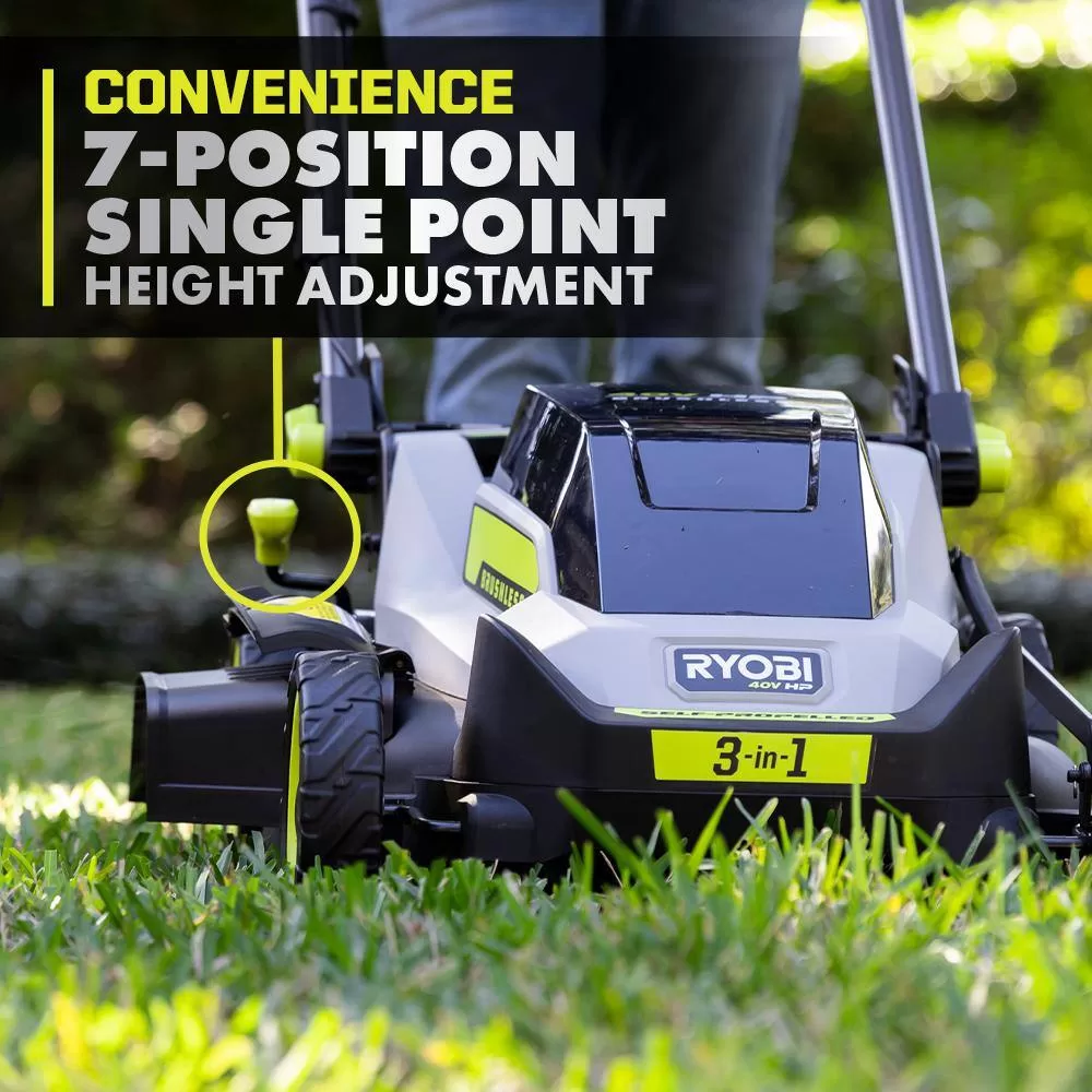 RYOBI RY401180 40V HP Brushless 20 in. Cordless Electric Battery Walk Behind Self-Propelled Mower with 6.0 Ah Battery and Charger