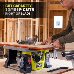 RYOBI PBLTS01K ONE+ HP 18V Brushless Cordless 8-1/4 in. Compact Portable Jobsite Table Saw Kit with (2) 4.0 Ah Batteries and Charger