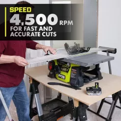 RYOBI PBLTS01K ONE+ HP 18V Brushless Cordless 8-1/4 in. Compact Portable Jobsite Table Saw Kit with (2) 4.0 Ah Batteries and Charger