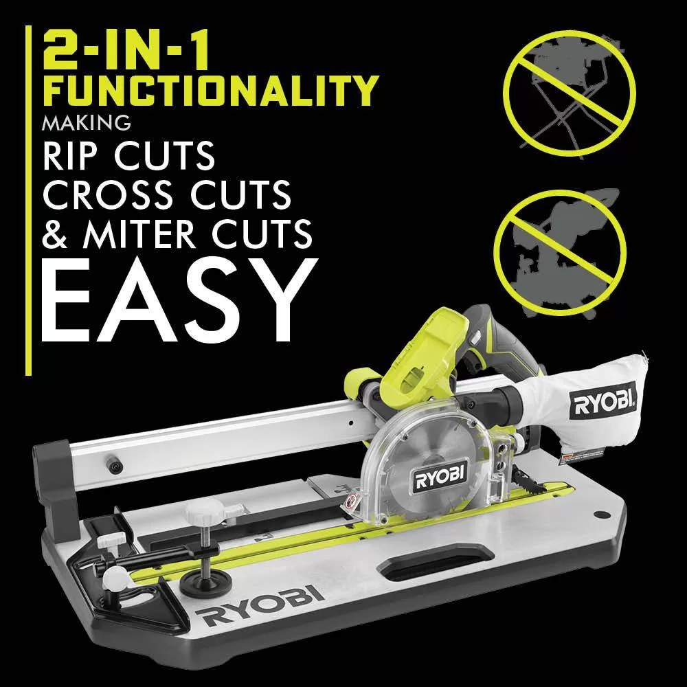 RYOBI PGC21K ONE+ 18V Cordless 5-1/2 in. Flooring Saw Kit with Blade, 4.0 Ah Battery, and Charger