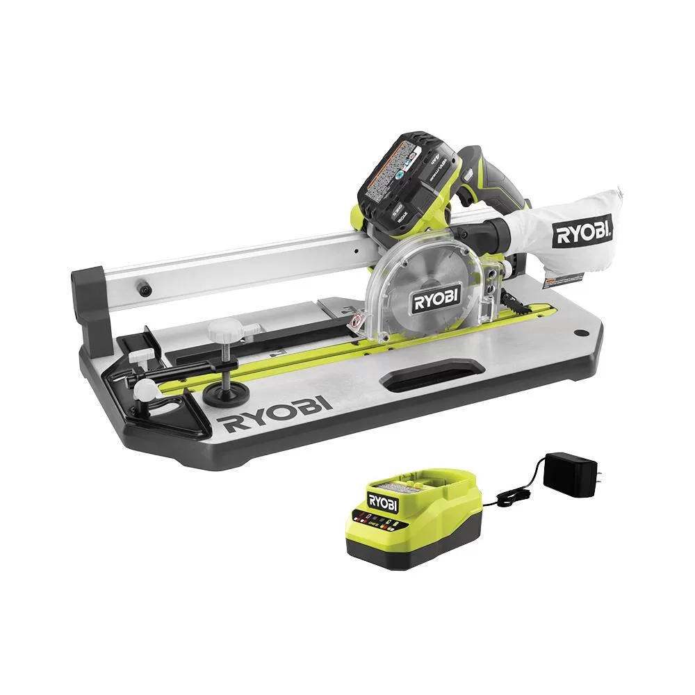 RYOBI PGC21K ONE+ 18V Cordless 5-1/2 in. Flooring Saw Kit with Blade, 4.0 Ah Battery, and Charger