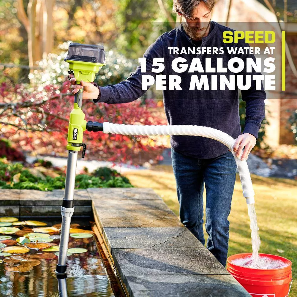 RYOBI RY20UP022K ONE+ 18V Cordless 1/6 HP Telescoping Pole Pump with 2.0 Ah Battery and Charger