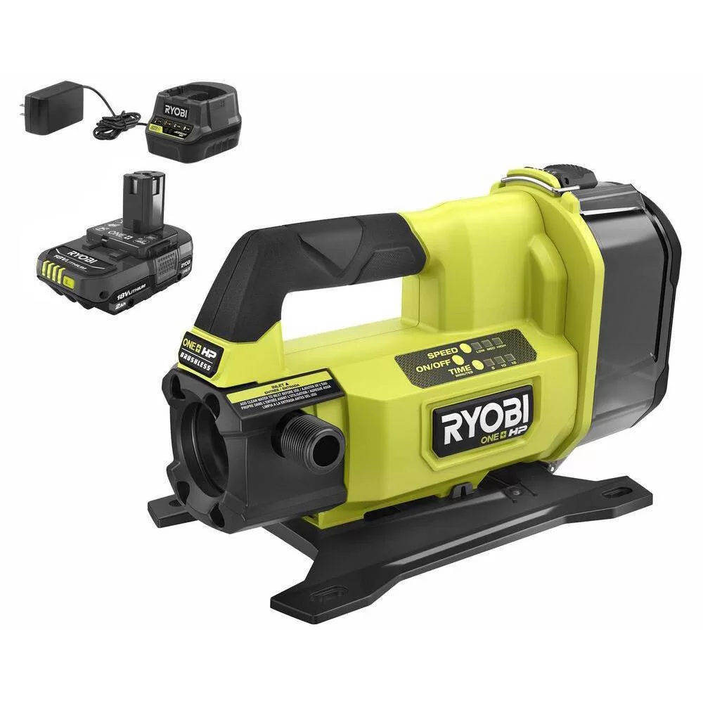 RYOBI RY20WP182K ONE+ HP 18V 1/4 hp Cordless Battery Powered Transfer Pump with 2.0 Ah Battery and Charger