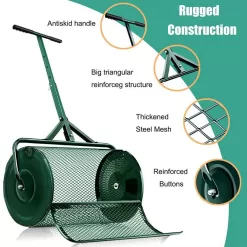 Tenleaf SXB554057 Peat Moss Spreader 24 in., Compost Spreader Metal Mesh, T shaped Handle for planting seeding