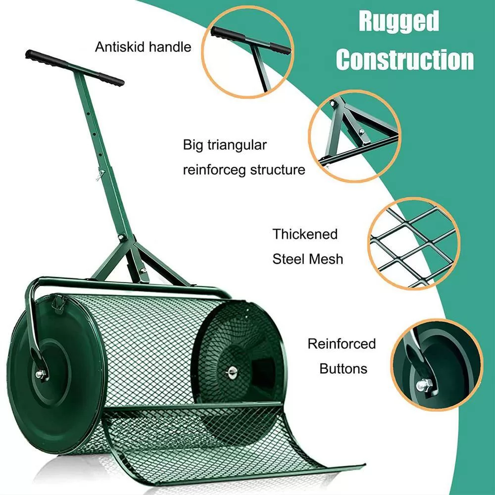 Tenleaf SXB554057 Peat Moss Spreader 24 in., Compost Spreader Metal Mesh, T shaped Handle for planting seeding
