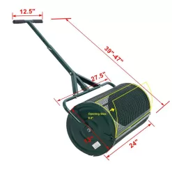 Tunearary W465HZP54056 24 in. x 13 in. Lawn Garden Spreaders Planting Seeding Manure Roller Spreaders with T Shaped Handle