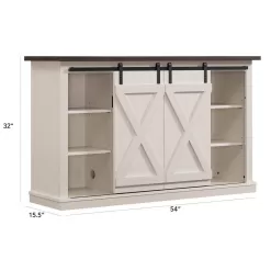 Bell'O Cottonwood 54 in. Sargent Oak and Cream Wood TV Stand Fits TVs Up to 60 in. with Storage Doors